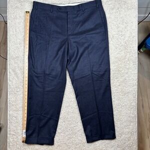 Zanella Men's Dark Navy Wool Blend Dress Pants Made in Italy Flat Front Size 38‎